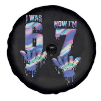 Funny I Was 6 Now I Am 7 Spare Tire Cover Iridescent Effect Printed Kids Birthday - Wonder Print Shop