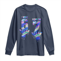 Funny I Was 6 Now I Am 7 Long Sleeve Shirt Iridescent Effect Printed Kids Birthday - Wonder Print Shop