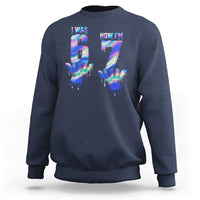 Funny I Was 6 Now I Am 7 Sweatshirt Iridescent Effect Printed Kids Birthday - Wonder Print Shop