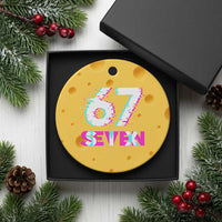 Glitch Optical Illusion Six Seven Meme Ceramic Ornament Gen Alpha Slang Gift - Wonder Print Shop
