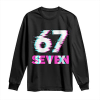 Glitch Optical Illusion Six Seven Meme Long Sleeve Shirt Gen Alpha Slang Gift - Wonder Print Shop