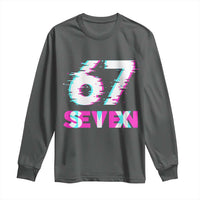 Glitch Optical Illusion Six Seven Meme Long Sleeve Shirt Gen Alpha Slang Gift - Wonder Print Shop