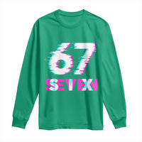 Glitch Optical Illusion Six Seven Meme Long Sleeve Shirt Gen Alpha Slang Gift - Wonder Print Shop
