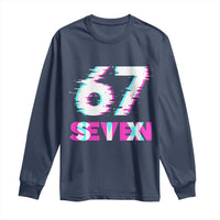 Glitch Optical Illusion Six Seven Meme Long Sleeve Shirt Gen Alpha Slang Gift - Wonder Print Shop