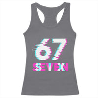 Glitch Optical Illusion Six Seven Meme Racerback Tank Top Gen Alpha Slang Gift - Wonder Print Shop