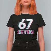 Glitch Optical Illusion Six Seven Meme T Shirt For Women Gen Alpha Slang Gift - Wonder Print Shop
