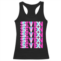 Six Seven Glitch Optical Illusion Meme Racerback Tank Top Funny Gen Z Alpha Gift - Wonder Print Shop