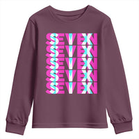 Six Seven Glitch Optical Illusion Meme Youth Sweatshirt Funny Gen Z Alpha Gift - Wonder Print Shop