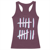 Tally Marks Six Seven Meme Racerback Tank Top Glitch Optical Illusion - Wonder Print Shop