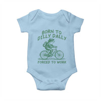 Born To Dilly Dally Forced To Work Baby Onesie Funny Frog Meme