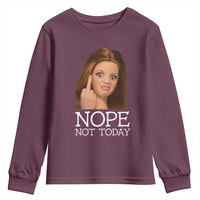 Funny Doll Face Disgusted Youth Sweatshirt Nope Not Today Meme