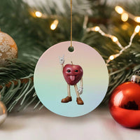 Funny Apple With Face Wapple Meme Ceramic Ornament