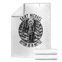 Saint Michael Defend Us In Battle Throw Blanket American Flag Patriotic