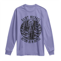 Saint Michael Defend Us In Battle Long Sleeve Shirt American Flag Patriotic