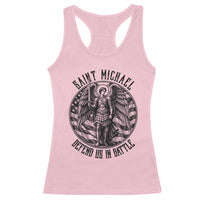 Saint Michael Defend Us In Battle Racerback Tank Top American Flag Patriotic