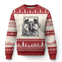 Funny Saint Michael Defeating Satan Ugly Christmas Sweater Not Today Satan