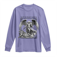 Funny Saint Michael Defeating Satan Long Sleeve Shirt Not Today Satan