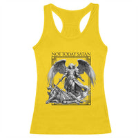 Funny Saint Michael Defeating Satan Racerback Tank Top Not Today Satan
