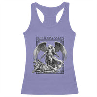 Funny Saint Michael Defeating Satan Racerback Tank Top Not Today Satan