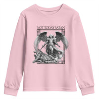 Funny Saint Michael Defeating Satan Youth Sweatshirt Not Today Satan