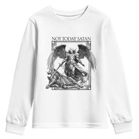 Funny Saint Michael Defeating Satan Youth Sweatshirt Not Today Satan