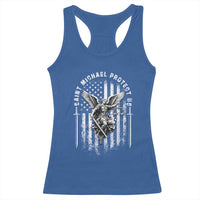 Vintage Saint Michael Archangel Protect Us Prayer Racerback Tank Top