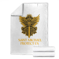 Vintage Catholic Saint Michael Protect Us Throw Blanket Religious Gift