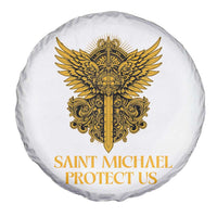 Vintage Catholic Saint Michael Protect Us Spare Tire Cover Religious Gift