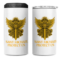 Vintage Catholic Saint Michael Protect Us 4 in 1 Can Cooler Tumbler Religious Gift