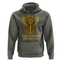 Vintage Catholic Saint Michael Protect Us Hoodie Religious Gift