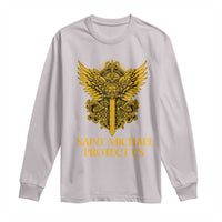 Vintage Catholic Saint Michael Protect Us Long Sleeve Shirt Religious Gift