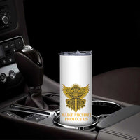 Vintage Catholic Saint Michael Protect Us Skinny Tumbler Religious Gift