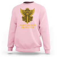 Vintage Catholic Saint Michael Protect Us Sweatshirt Religious Gift