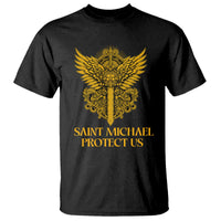 Vintage Catholic Saint Michael Protect Us T Shirt Religious Gift