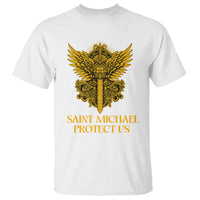 Vintage Catholic Saint Michael Protect Us T Shirt Religious Gift