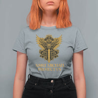 Vintage Catholic Saint Michael Protect Us T Shirt For Women Religious Gift