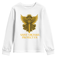 Vintage Catholic Saint Michael Protect Us Youth Sweatshirt Religious Gift