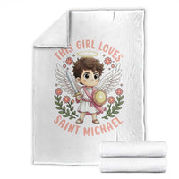 This Girl Loves Saint Michael Throw Blanket Religious Faith Gift