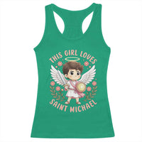 This Girl Loves Saint Michael Racerback Tank Top Religious Faith Gift