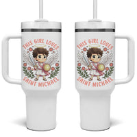 This Girl Loves Saint Michael Tumbler With Handle Religious Faith Gift