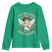 This Girl Loves Saint Michael Youth Sweatshirt Religious Faith Gift