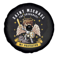 Funny Saint Michael Defeating Satan Spare Tire Cover Religious Faith Gift