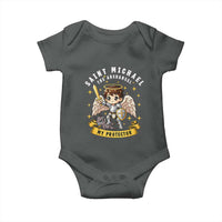 Funny Saint Michael Defeating Satan Baby Onesie Religious Faith Gift