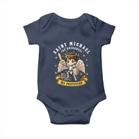 Funny Saint Michael Defeating Satan Baby Onesie Religious Faith Gift