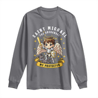 Funny Saint Michael Defeating Satan Long Sleeve Shirt Religious Faith Gift