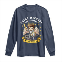 Funny Saint Michael Defeating Satan Long Sleeve Shirt Religious Faith Gift