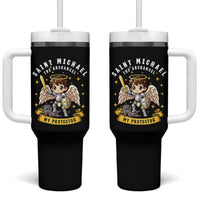Funny Saint Michael Defeating Satan Tumbler With Handle Religious Faith Gift