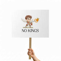 No Kings Protest Sign Funny Saint Michael Topples The Crown