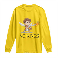 No Kings Long Sleeve Shirt Funny Saint Michael Topples The Crown