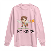 No Kings Long Sleeve Shirt Funny Saint Michael Topples The Crown